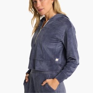 Vuori Haven Half Zip Rib Hoodie Azure